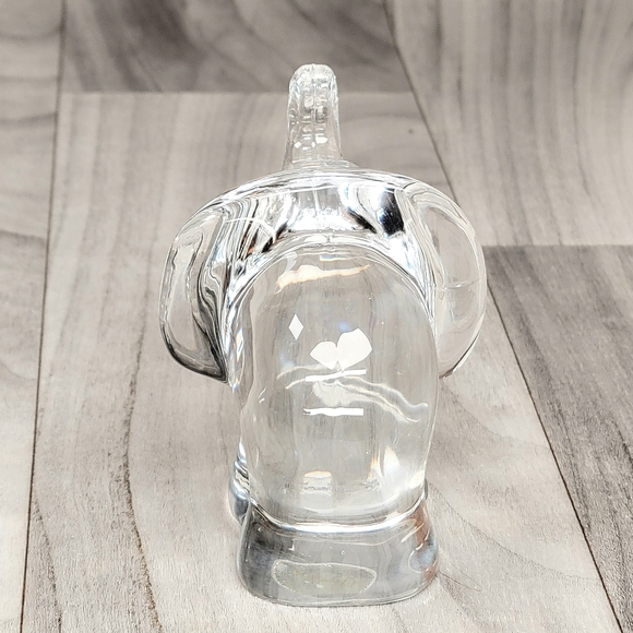 Lenox Crystal Elephant Figurine Paperweight Art Glass Trunk Up 2.5"H Vtg - Picture 5 of 6